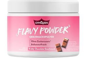 ‎GYMQUEEN GymQueen Flavy Powder Kiddy Chocolate 200g, kalorienarmes Geschmackspulver für Quark, Joghurt und Getränke, Flavour Powder zum süßen, backen und verfeinern von Lebensmitteln, Reich an Ballaststoffen