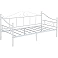H.J WeDoo Victorian Style Metal Single Day Bed Frame Guest Sofa Bed Daybeds for Living Room Bed Room Fits for 90 * 190 cm Mattress White