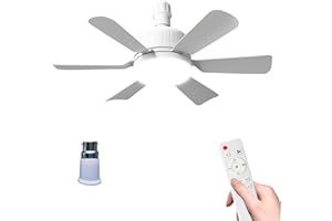 Kouamor 46cm Ceiling Fan Light Bulb Bayonet Fitting, Ceilings Fans with Light & Remote Control, Ceiling Fans Lights Dimmable, B22/E27 Ceilings Lamp with 6 Blade, 3 Speed Timing (B22-white)