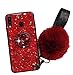 Produktbild Homikon Silikon Hülle Glänzend Bling Glitzer Schutzhülle Glitzer Diamant Ring Ständer Stoßdämpfend PC Rückschale TPU Silikon Bumper Handyhülle Tasche Case Kompatibel mit Samsung Galaxy A20e - Rot