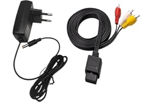 EAXUS Link-e : Pack Compatibile con Console Super Nintendo (SNES) : Caricatore di Rete per Alimentazione + Cavo AV Video Composito