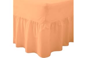 NOOR'S COLLECTIONS Valance Sheets King Size bed – Noor’s Collections Peach Bed Base Wrap King Valance Sheet | Valance Bed Skirts Plain Dyed Poly Cotton Extra Deep Frilled Valance Bedsheets