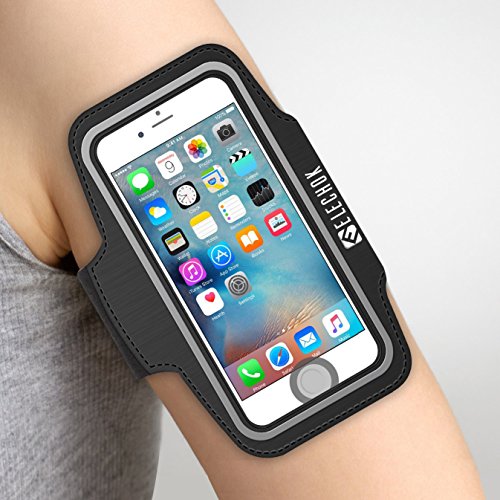 ELECHOK SchweiÃŸfest Sport Armband Fitness Universell HandyhÃ¼lle iPhone-ID Touch-Mit SchlÃ¼sselhalter,Kabelfach,Kartenhalter,fÃ¼r iPhone 8/7/6/6S/5/SE,Galaxy S7/S6 edge Laufen Joggen bis 5.1 Zoll-Schwarz