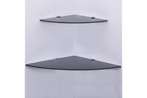 ‎EURO TISCHE Euro Tische Glas Eckregal 35x35cm, Wandregal für Badezimmer, Duschregal Bad, Glas Badregal mit 6mm ESG Sicherheitsglas, Verschiedene Größen (Schwarz)