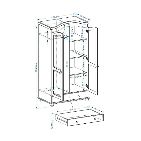 IDIMEX Garderobenschrank Dielenschrank Kleiderschrank Bergen, Kiefer, 2-Türen, Natur im Landhausstil – Bild 5