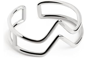 SINGULARU - Anillo Double Peak. Ajustable. Plata de Ley 925 con Acabado Baño de Oro de 18 Kt o Rodio. Talla Unica. Joyas para Mujer