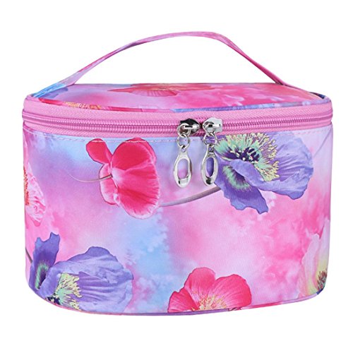 LHWY Flower Series Portable Cosmetic Bag for Travel Home Daily (Hot Pink)