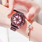 CHCUAN Damen-Armbanduhr, drehbar, Diamant-Zifferblatt, wasserdicht, Mesh-Stahl, einzigartiges Design, Analog, Quarz, Luxus Business-Kleid