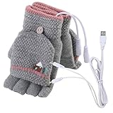 MCYs Gants Chauffants USB Gants de Chauffage d'hiver, 5V USB électrique chauffée à la Main Hiver Gants de Chauffe-Vent Gants Cyclisme Mitaines chauffées Chaudes pour Femmes Hommes (Gris)