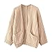 Produktbild Strickjacke Damen,Dasongff Frauen Stricken Cardigan Langarmshirt Strickjacke mit Taschen V-Ausschnitt Lose Pullover Pulli Jacke Strickmantel (Beige, One size)