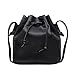 Produktbild Umhängetasche Damen URSING Ledertasche Classic Reine Farbe Drawstring Eimer Tasche Crossbody Messenger Bag Frauen Handtasche Schulranzen Satchel Beuteltasche Schultertasche Damenmode (Schwarz)