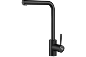 CECIPA Robinet de cuisine haute pression avec bec haut rotatif à 360 °, robinet de cuisine Amatur avec raccord standard G3/8, robinet d'évier à une seule main, pour évier de cuisine, noir