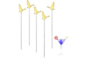 JJWNMLL cocktail sticks 5pcs wild goose shaped - metal cocktail sticks cocktail accessories for drinks cocktail stirrers & swizzle sticks for holiday party events-golden