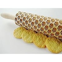 Gravierte Nudelholz TOTENKOPF. Teigrolle mit Schädel. Kekse. Präge Teigrolle. Halloween. Teigroller mit Muster. Nudelholz aus Holz. Engraved rolling pin
