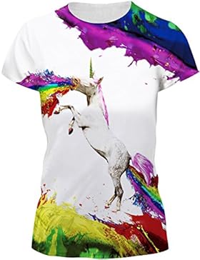 Bettydom Damen Herren Shirt Bluse 3D Print Kurzarm Design Cartoon Tops Hemd T-Shirt