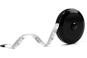 POLLY ONLINE 1 paquete de cinta métrica retráctil suave para costura de tela corporal, cinta métrica de costura negra, botón pequeño, reglas de escala doble de 79 pulgadas, 2 metros (negro y blanco)