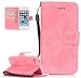 Produktbild Roreikes Apple iphone SE 5 5S Hülle, iphone SE 5 5S Case , Muster PU Leder Handyhülle Flip Wallet Cover Blume Schmetterling Pattern Hülle Bookstyle Tasche mit Strap Portable Carrying Schutz Cases Etui Lederhülle Handytasche mit Magnetic Closure Stand ID Card Slots Pouch Soft Silikon für Apple iphone SE 5 5S (Rosa)
