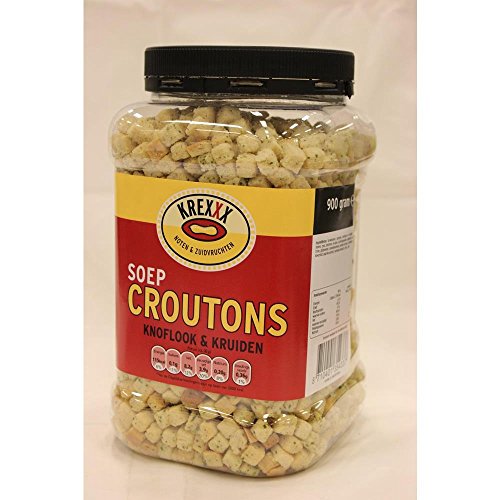 Preisvergleich Produktbild Krexxx Soep Croutons Knoflook & Kruiden 900g Dose (Knoblauch & Kräuter Suppen Croutons)