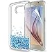 Produktbild Handyhülle Samsung Galaxy S6 Hülle,Handyhülle Samsung S6 Hülle Glitzer,LeYi Neu Original [Glitzer Flüssig] Süße Mädchen Frauen Treibsand Clear Transparent Durchsichtig Silikon TPU Bumper Smartphone Hard Handy Hülle Schutzhülle Back Cover mit Schutzfolie für Samsungs Galaxies S6 Cover Case Handy Hüllen ZX Blau