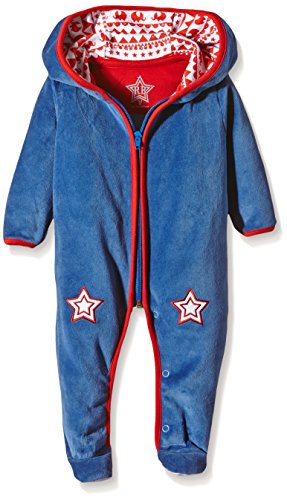 Rockin' Baby Unisex Baby Velour All in One Footies, Blue, 9-12 Months