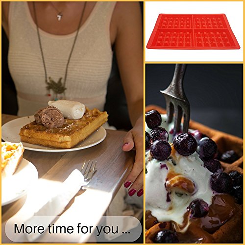 Waffelform 2er Set – Herz und Belgische Rechteckige Waffel-Form Aluminiumguss Silikon Waffel Kuchen/Mini Backblech Formen – Set Von 2 - 5