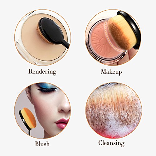 Oval Make-up Pinsel Set, Omorc 10 Stück Professionelle Foundation Concealer Verblender Pinsel Flüssiges Pulver Creme Kosmetik Pinsel, Zahnbürste geschwungene Make up Pinsel Augenbrauen Pinsel für Gesicht - 5