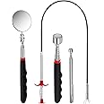 HASTHIP® Magnetic Pick Up Tools Set of 4Pcs Telescopic Pickup Tools with Flexible Spring Loaded Grabber Tool & Telescopic Inspection Mirror Pocket Magnetic Pickup Sticks with Clip
