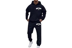 LGGWUNSI Tuta Uomo - Moda Comodi Cotone Tuta Uomo Completa Morbida Elasticità Tute Sportiva Jogging Traspirante Yoga Stampa Felpa+Pantaloni Taglie Forti Larghi Abbigliamento per Autunno e Inverno S-3XL