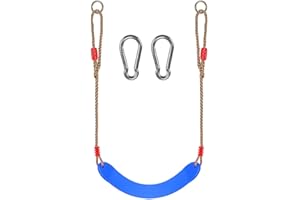 WAREMAID Child Swing Seat, EVA Soft Plastic Non Slip Hanging Tree Swing Seat with Snap Hook, Length Adjustable Rope, Swing Set for Kid Indoor Outdoor Playground Backyard, 43x17cm, Blue