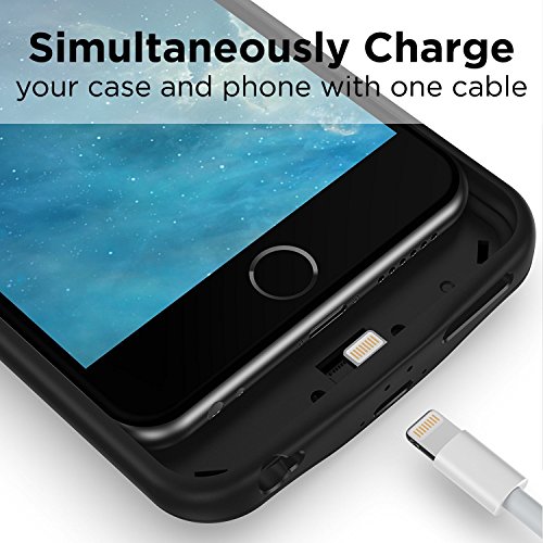 PowerBear iPhone 6 Plus Battery Case [7200 mAh] High Capacity External Rechargeable Charger Pack for Apple iPhone 6+ (Up to 245% Extra Battery) - BLACK [24 Month Warranty Included]