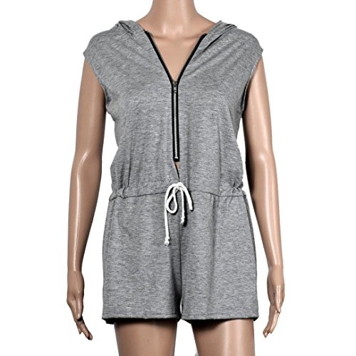 Mode Damen Overall,Xinan Frauen Sommer Zipper Sleeveless Hoodie Jumpsuit kurze Hose (XL) - 3
