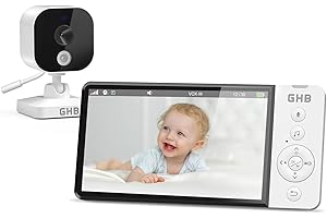 GHB Monitor dla Niemowląt z Kamerą Niania elektroniczna 5 Cali 720p HD 5000mAh Wyświetlacz IPS Tryb VOX Nocnego Widzenia Kolysanki Dwukierunkowa interkomunikacja Czujnik Temperatury
