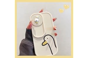 JIUWANG Kremowe Etui do iPhone 13 Pro Kaczki z Ochrona Obiektywu, Miękki TPU Odporny na Wstrząsy, Cover iPhone 13Pro Case Anime Design 3D Duck Cute Kawaii dla Kobiet Dziewcząt