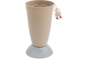 AKITAInk Portaombrelli Vulcano Moderno 27x27x50,5 cm | Porta Ombrelli in Plastica Resistente con Decoro a Onde | Design Elegante e Funzionale per Ingresso Casa o Ufficio (TORTORA)