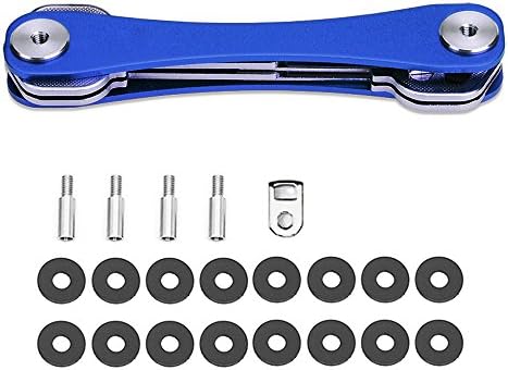 Compact Key Holder Best Smart Holder Extended Keychain Organizer Made of Lightweight Aluminum Alloy Holds 2-24 Keys Premium Quality (Blue)