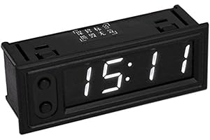 MOMOTOU 3 in 1 5-50 V DIY Auto Digital Mini Clock mit Thermometer Voltmeter Messgerät Elektronische Uhr LED Digitalanzeige Auto Sleep Dimming Backlit Monitor Panel Meter (White)