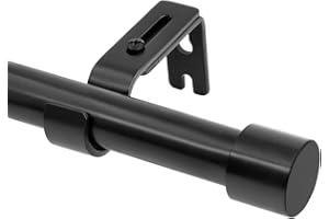 Vailge Gardinenstange Ausziehbar Schwarz, 80-310cm Länge, Ø 25mm Rohr, Vorhangstange mit Dekorativen Kappen, Gardienenstangenset mit Verstellbaren Halterungen für Schlafzimmer Wohnzimmer Fenster