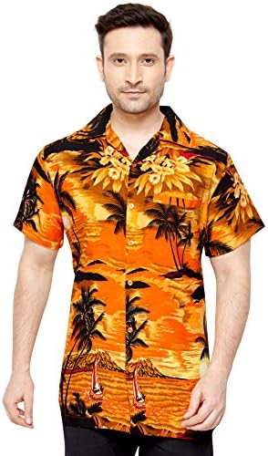 TROPICAL VIBES Men's Regular Fit Classic Short Sleeve Casual Floral Hawaiian Shirt XXL