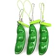 FCBB Fidget Toys 3 Pack Squeeze-a-Bean Edamame Keychain Keyring Extrusion Bean Pea Soybean Stress Relieving Chain Phone Pendants