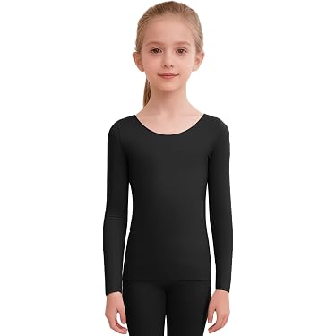 Biancheria Intima Termica Bambina – Set Maglia E Leggings In Poliestere/Elastan, Senza Cuciture, Per Sci E Danza, Taglie S-XL