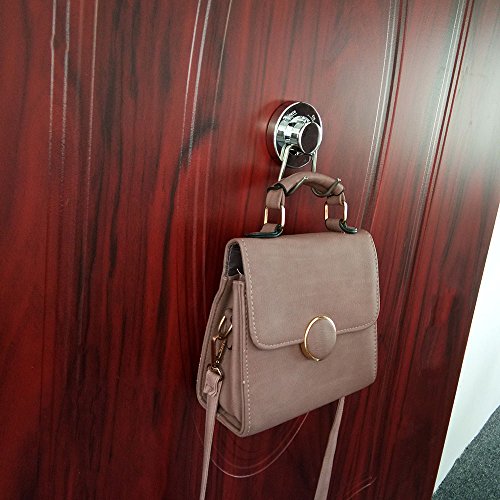 NewCY 2 Stück Saugnapfhaken Wandmontierter Kleiderbügel mit Schwerlast, Wasser- und Rostschutz mit Max. Belastung 6KG für Bad & Küche, Doppelhaken Edelstahl - 6