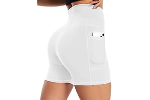 BLONGW Radlerhose Damen mit Taschen Kurze Sporthose High Waisted Sport Shorts Damen Workout Yoga Running Gym Tennis kurz Leggings