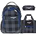 Produktbild 3 Teile Set ELEPHANT Schulrucksack HERO SIGNATURE Rucksack + Sporttasche + Mäppchen (Plaid Blue (12609 Schwarz BLAU)