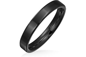 Bling Jewelry Fedi Nuziali Unisex Personalizzate Semplici Sottili a Sigaro Piatto per Coppie in Titanio per Uomo Donna Lucidate Nero Argento Oro Rosa Comfort Fit 3MM