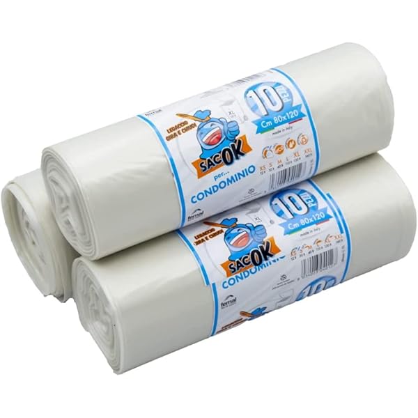 Sacchi Per Immondizia DEISS PREMIUM Trasparenti - 120 Litri, Tipo 60, 25 Pezzi - Foto 5