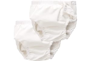 ASSUGO Schwimmwindel Baby, 2pcs schwimmwindeln wiederverwendbar, baby badehose mädchen jungen unter 1 Jahr (Weiß / 70/60-80cm)