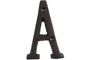 ausuky Lettere dell'alfabeto in ghisa, stile retrò, in metallo, per indirizzo, porta, bar, decorazione da parete dalla A alla Z, da 0 a 9 (A)