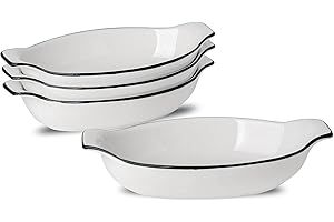 XINLTC Lot de 4 Plats à four en Ceramique, Petit Plat a Gratin Individuel, 22,8 x 11,9 x 4,3 cm, Plat à Gratin pour Tiramisu, Lasagnes, le Service des Aliments, Passe au Lave-Vaisselle, au four