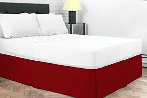 Dazzle Collection® Mantovana giroletto plissettata in policotone, tinta unita, per letto singolo, matrimoniale, king e super king (matrimoniale, rosso)