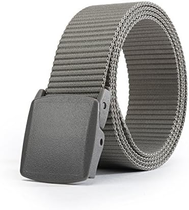 FOWOS Nylon Breathable Men's Belt Outdoor Sports Waterproof Belt Military Style Plastic Buckle Adjustable Webbing 49.2" Gray